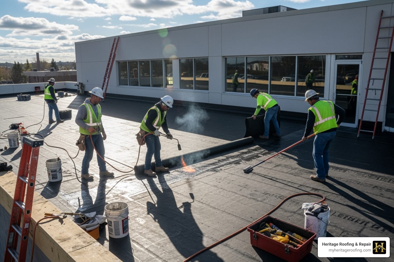 commercial flat roof installation